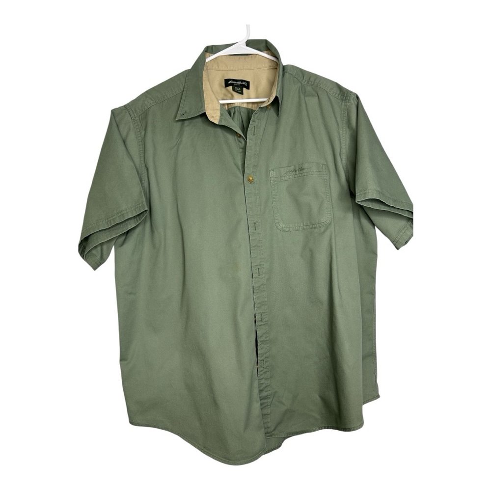 Eddie Bauer Olive Green Casual Button Down Shirt